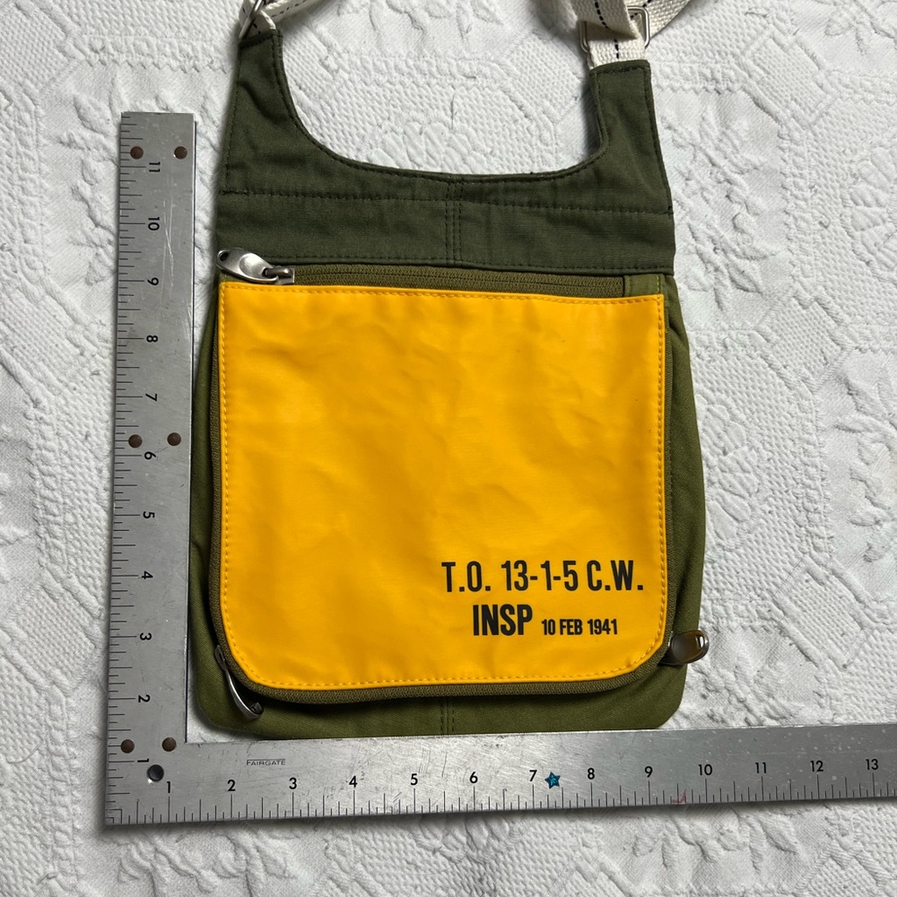 Victory Green and Yellow Messenger Bag with Durable Canvas Design